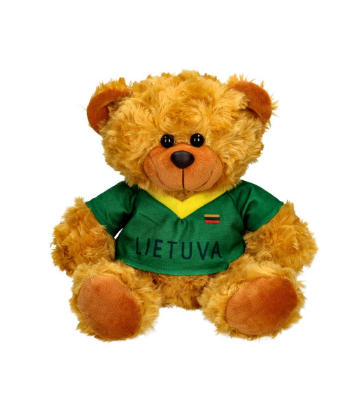 Pliušinis meškiukas su žaliais sirgalių marškinėliais Lietuva